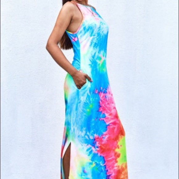Tie dye maxi dress with pockets - Picture 3 of 5